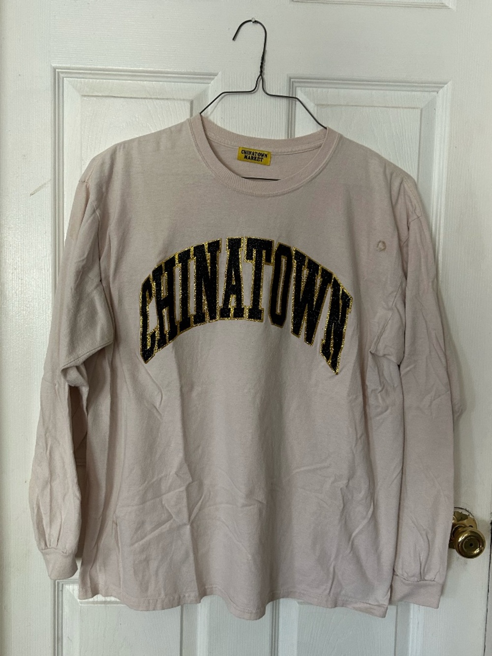 Chinatown Market Light Pink Glitter Arch Logo Long Sleeve T-Shirt